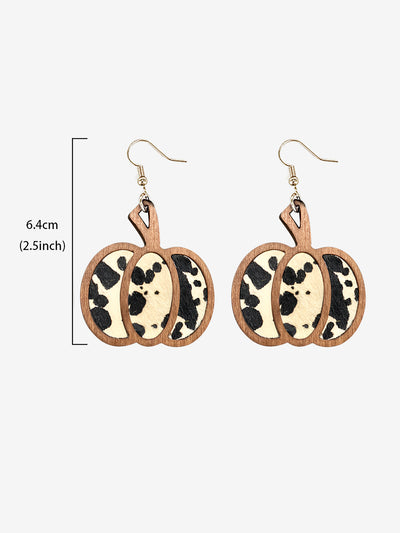 Halloween Pumpkin Leopard French Wire Drop Earrings