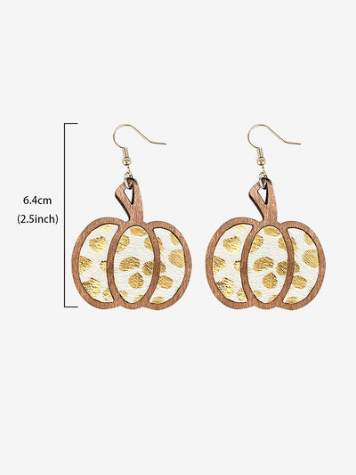 Halloween Pumpkin Leopard French Wire Drop Earrings