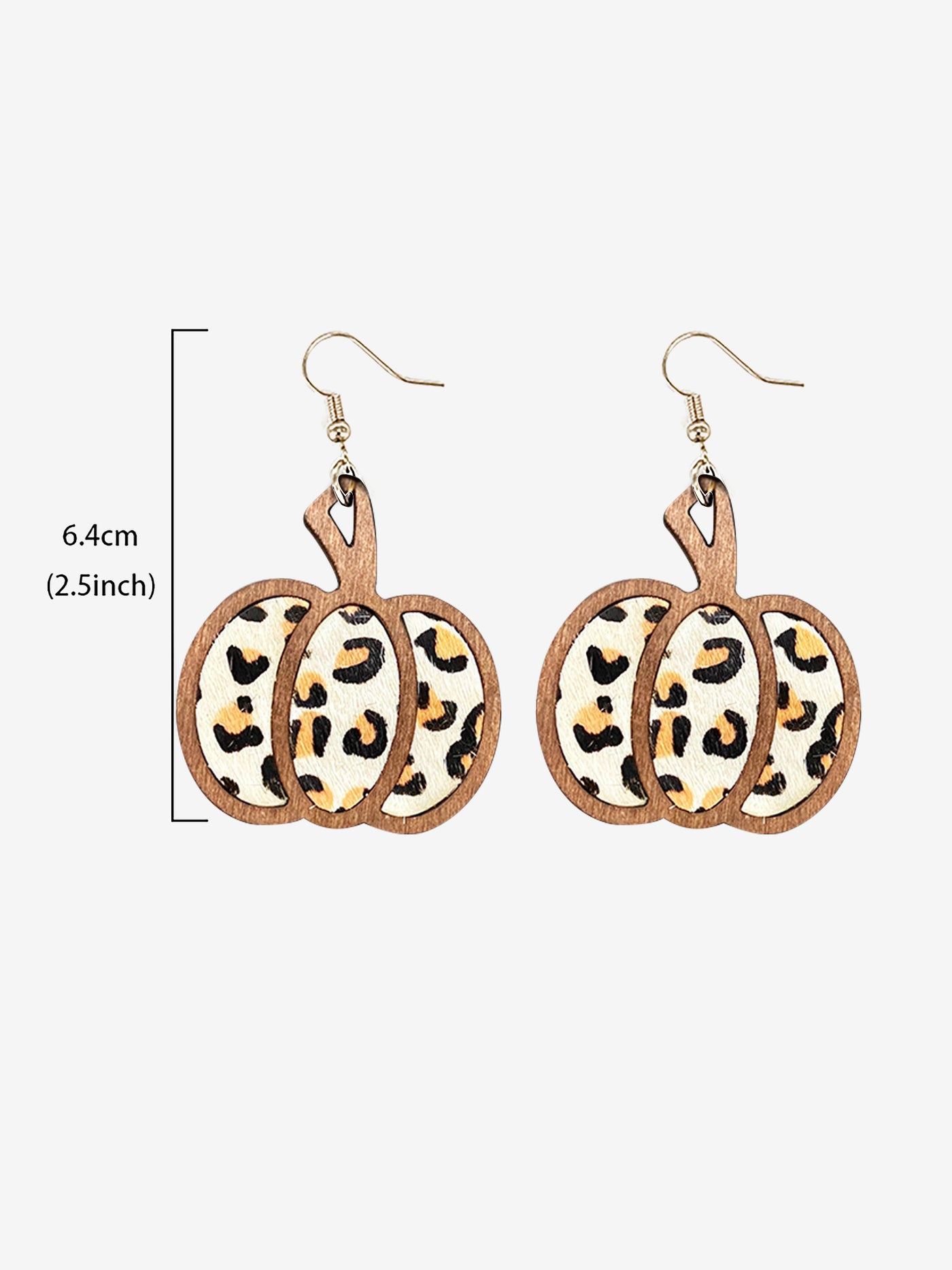 Allegra K Halloween Pumpkin Leopard French Wire Drop Earrings