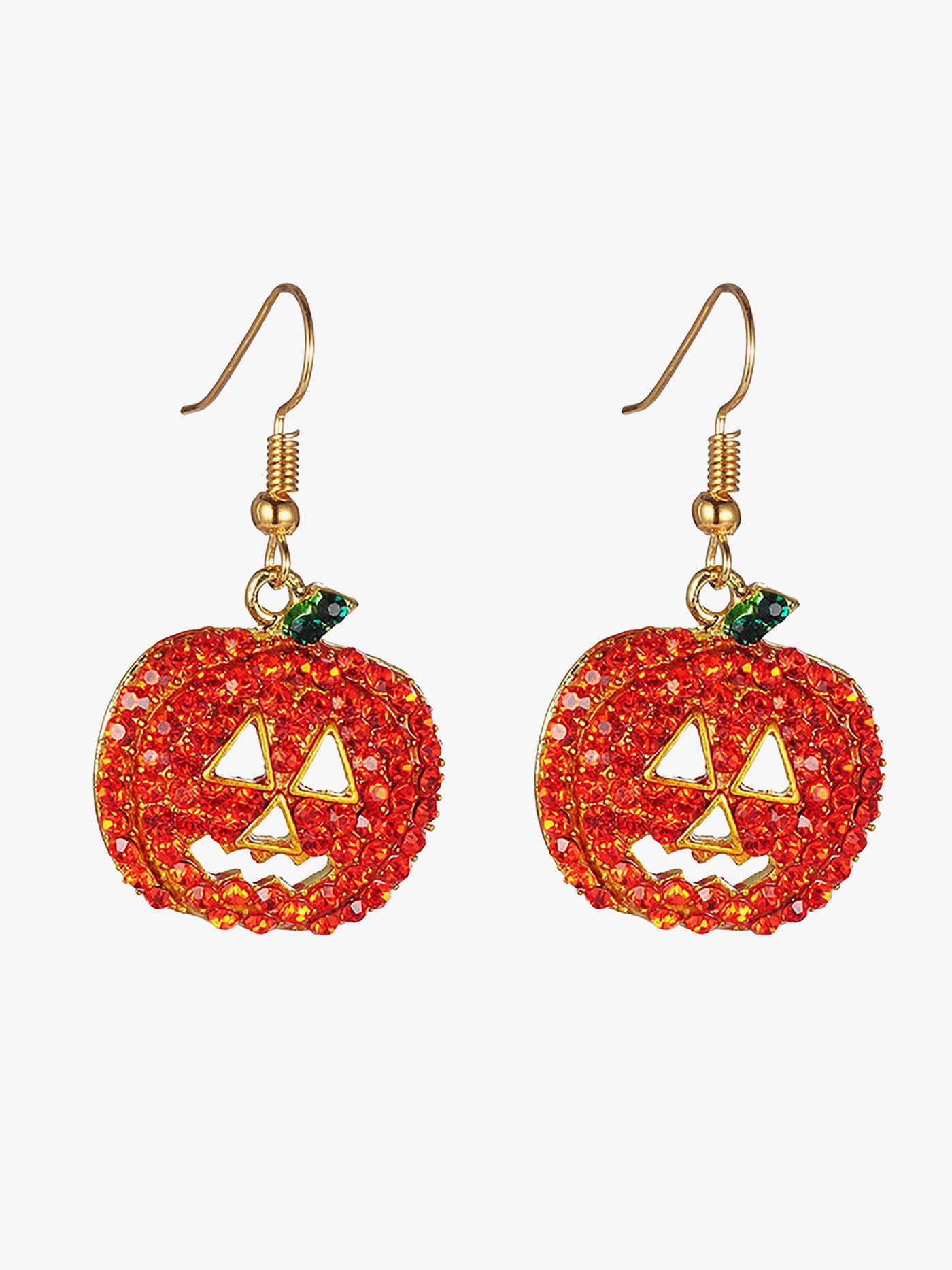 Allegra K Halloween Pumpkin Faux Diamond Rhinetone Drop Earrings