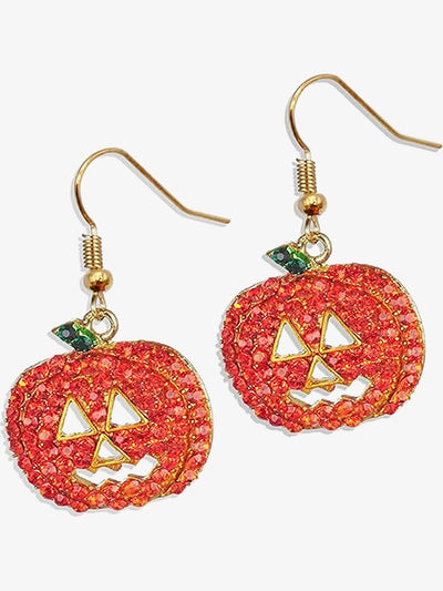 Halloween Pumpkin Faux Diamond Rhinetone Drop Earrings