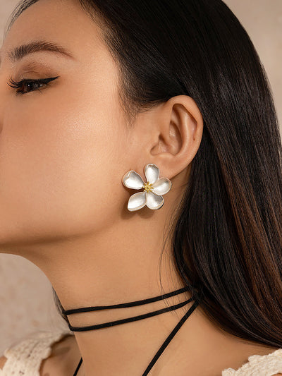 Elegant Floral Shape Alloy Stud Earrings