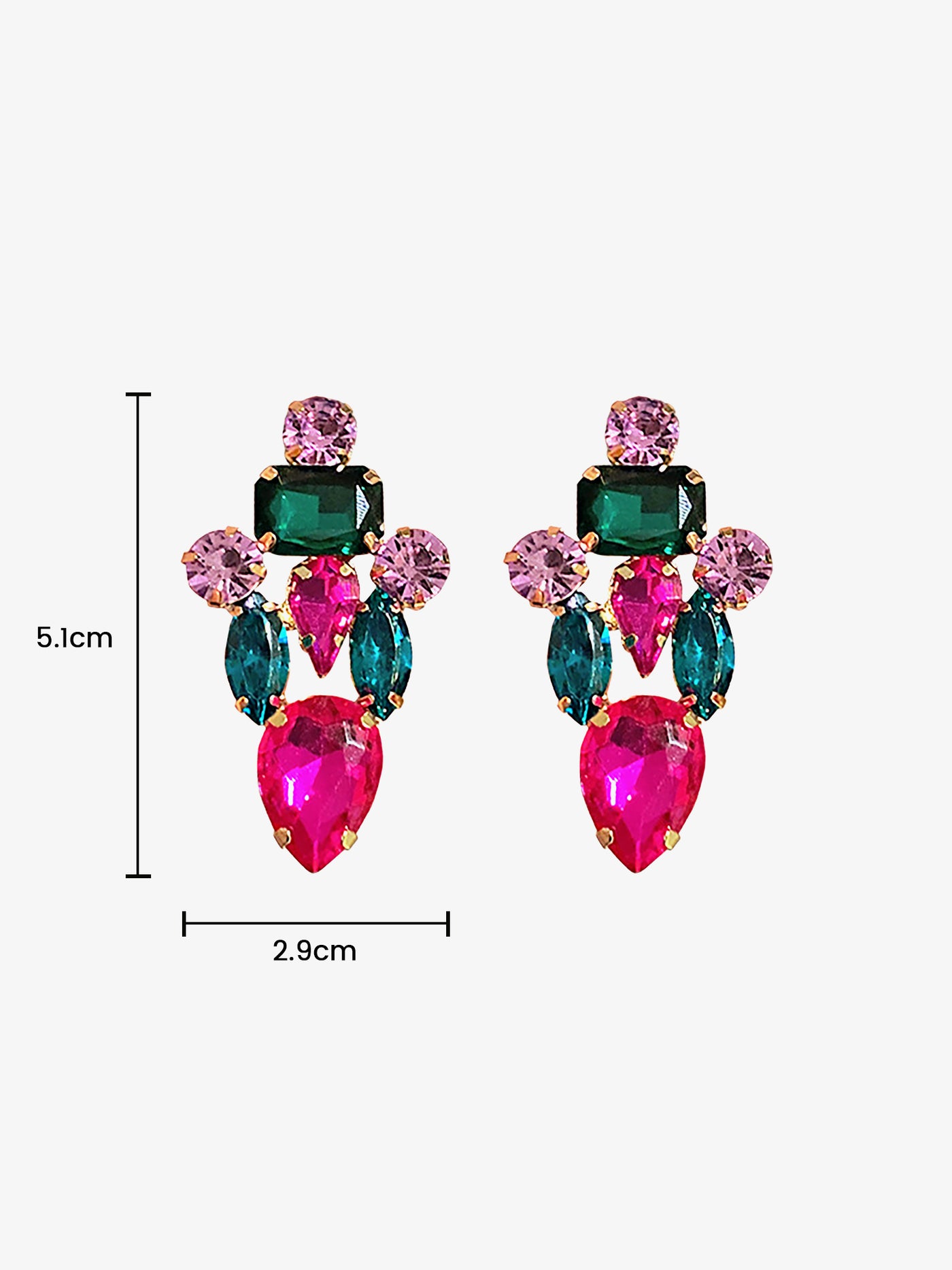 Allegra K Retro Colorful Faux Diamond Encrusted Chandelier Earrings