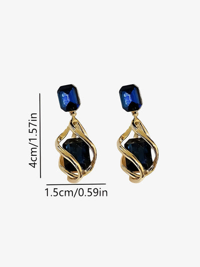 Faux Diamond Geometric Waterdrop Shape Drop Earrings