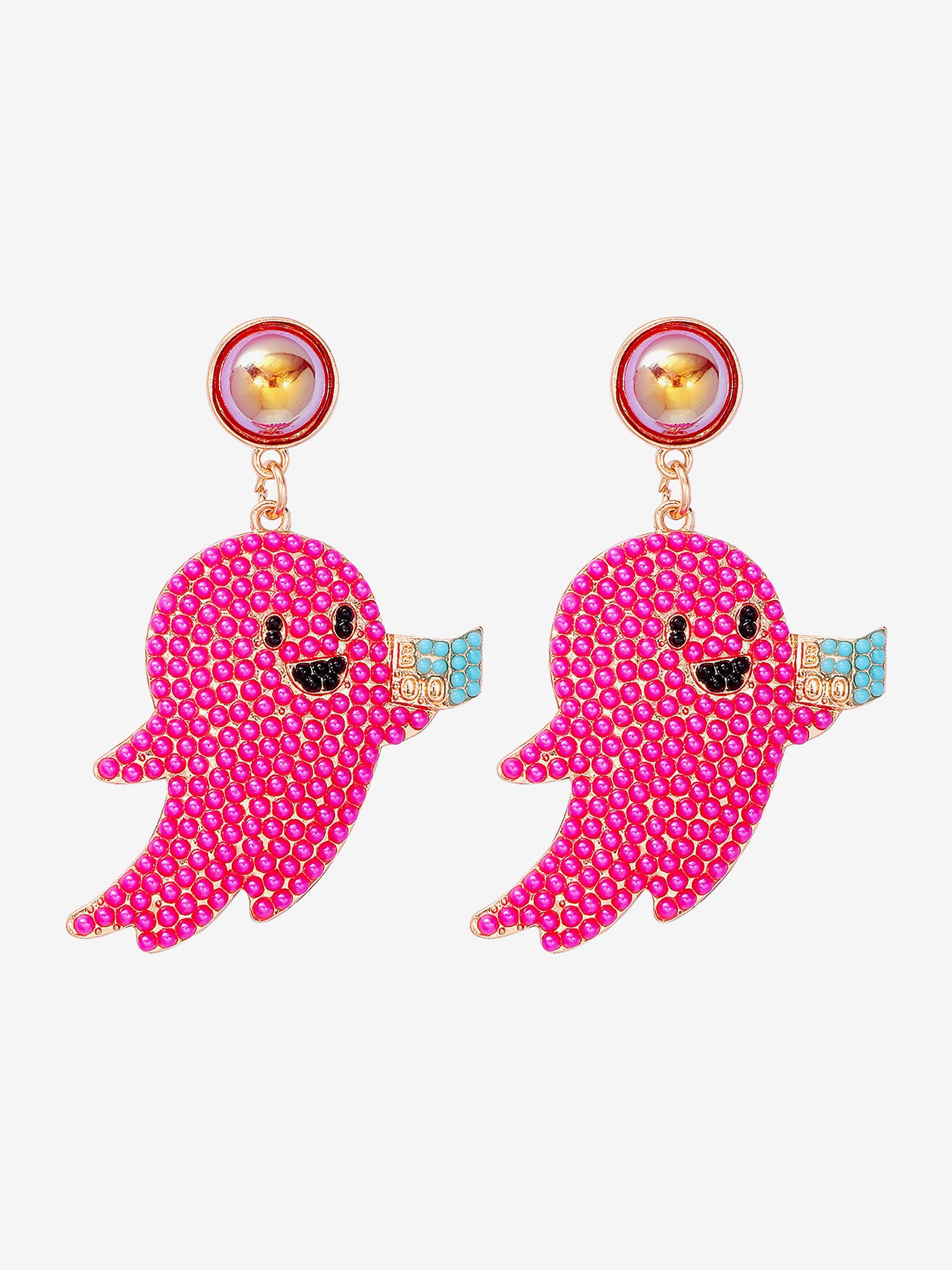 Allegra K Halloween Ghost Faux Rhinestone Drop Earrings