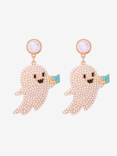 Halloween Ghost Faux Rhinestone Drop Earrings