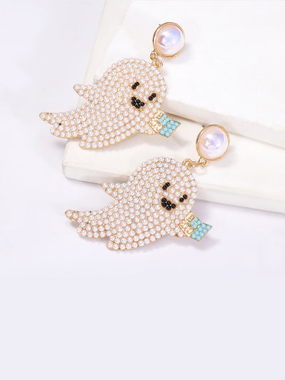 Halloween Ghost Faux Rhinestone Drop Earrings