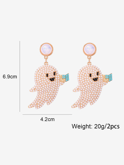 Halloween Ghost Faux Rhinestone Drop Earrings