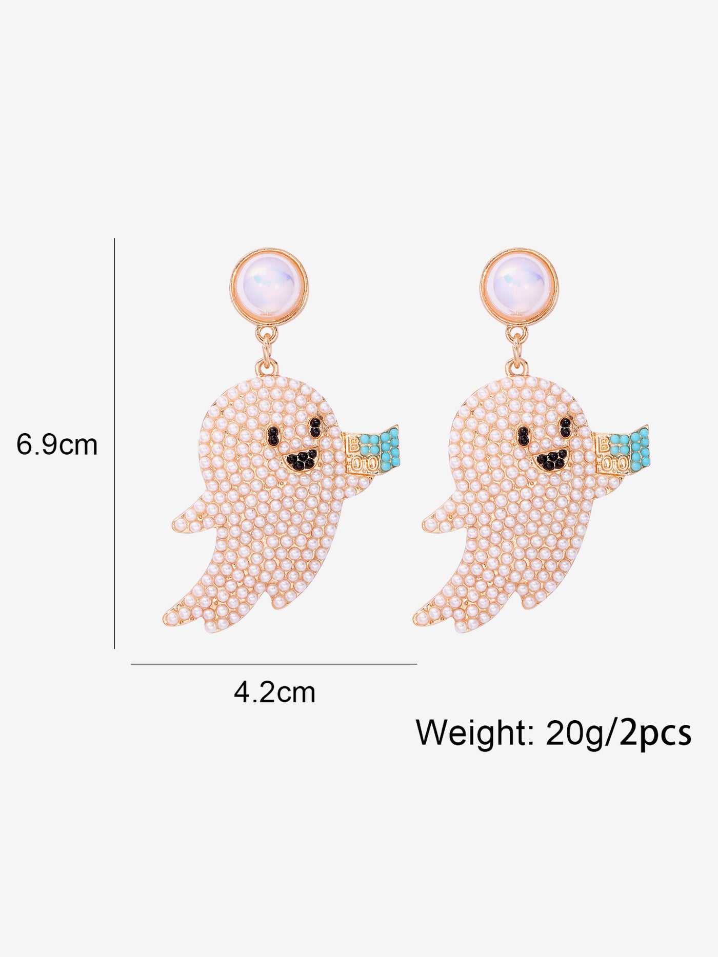 Allegra K Halloween Ghost Faux Rhinestone Drop Earrings