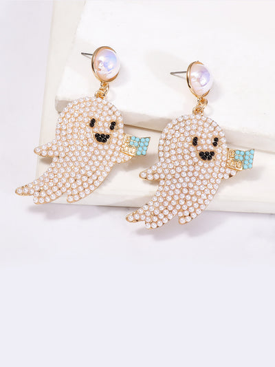 Halloween Ghost Faux Rhinestone Drop Earrings