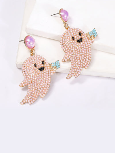 Halloween Ghost Faux Rhinestone Drop Earrings