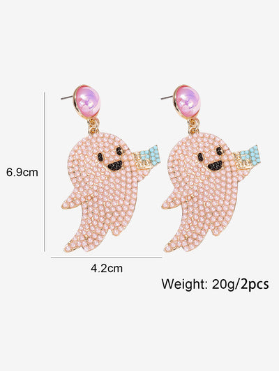 Halloween Ghost Faux Rhinestone Drop Earrings