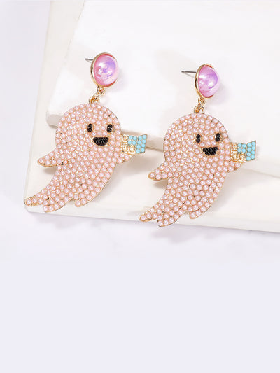 Halloween Ghost Faux Rhinestone Drop Earrings