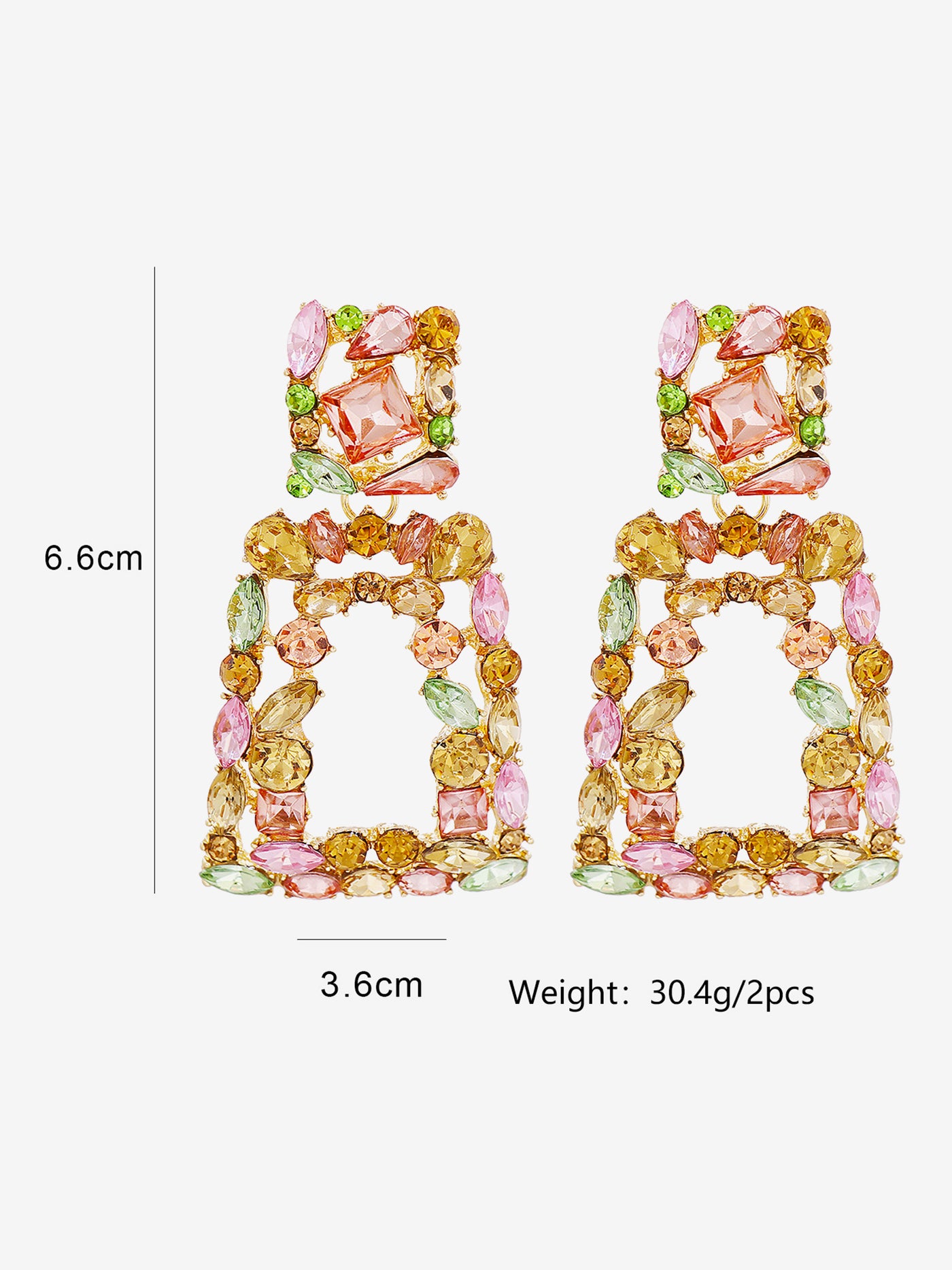 Allegra K Colorful Faux Diamond Rhinestone Square Shape Stud Earrings