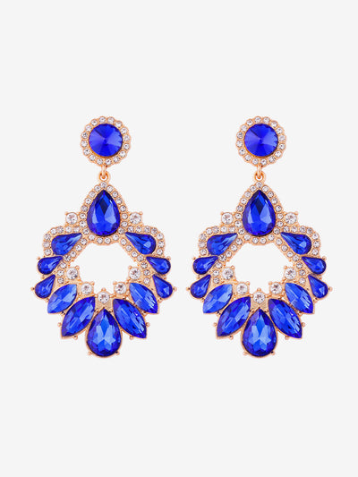 Retro Colorful Faux Diamond Rhinestones Geometric Chandelier Earrings