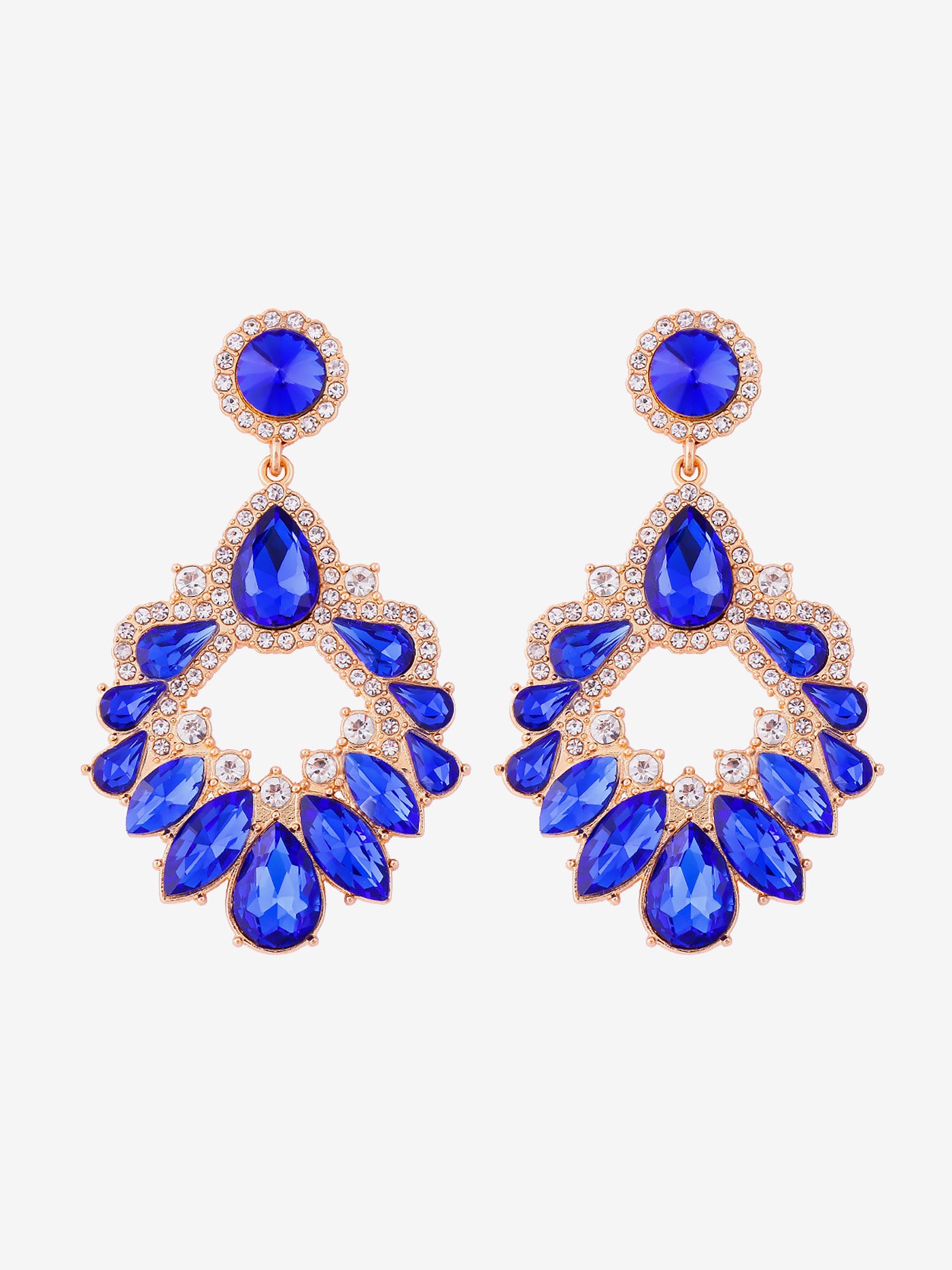 Allegra K Retro Colorful Faux Diamond Rhinestones Geometric Chandelier Earrings