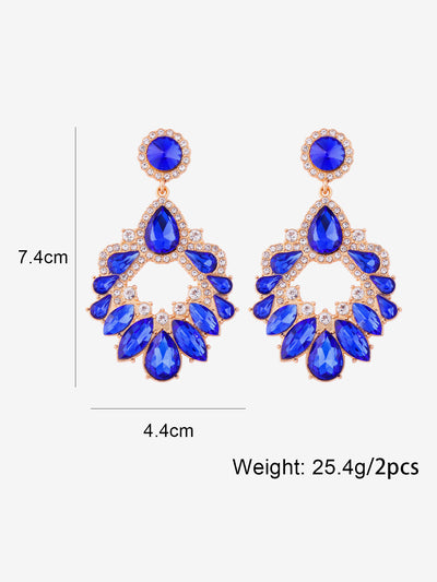 Retro Colorful Faux Diamond Rhinestones Geometric Chandelier Earrings