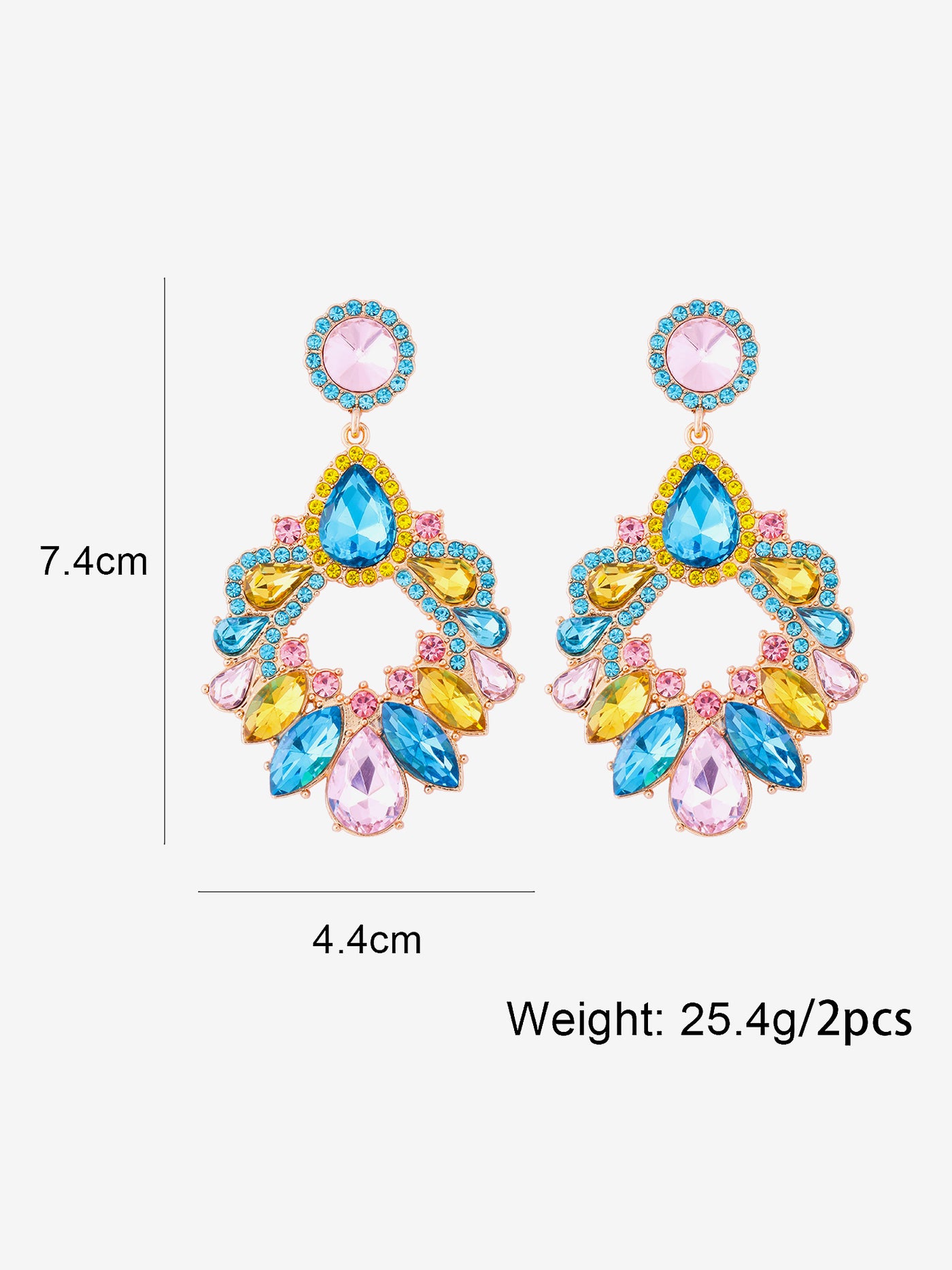 Allegra K Retro Colorful Faux Diamond Rhinestones Geometric Chandelier Earrings