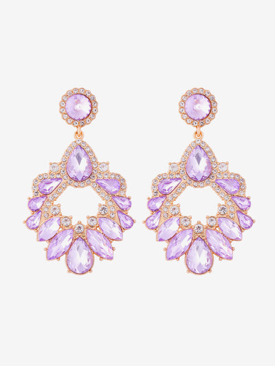 Retro Colorful Faux Diamond Rhinestones Geometric Chandelier Earrings