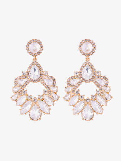 Retro Colorful Faux Diamond Rhinestones Geometric Chandelier Earrings