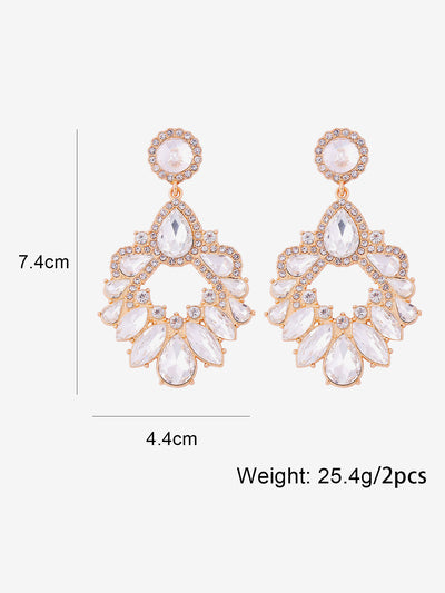 Retro Colorful Faux Diamond Rhinestones Geometric Chandelier Earrings