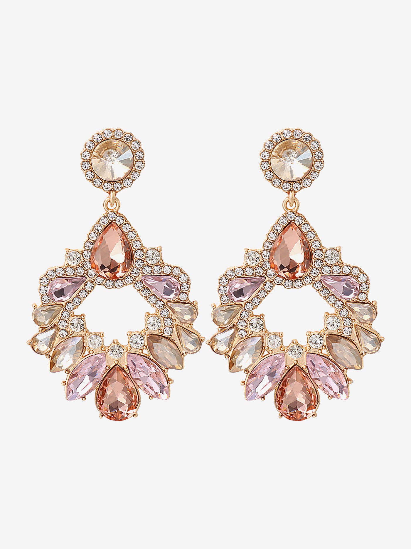 Allegra K Retro Colorful Faux Diamond Rhinestones Geometric Chandelier Earrings