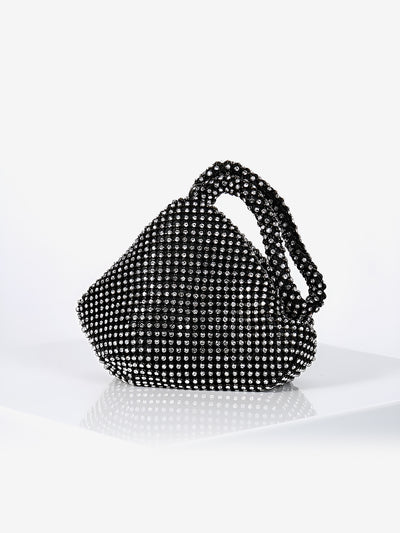 Allegra K Rhinestones Triangle Shape Evening Clutch Bag