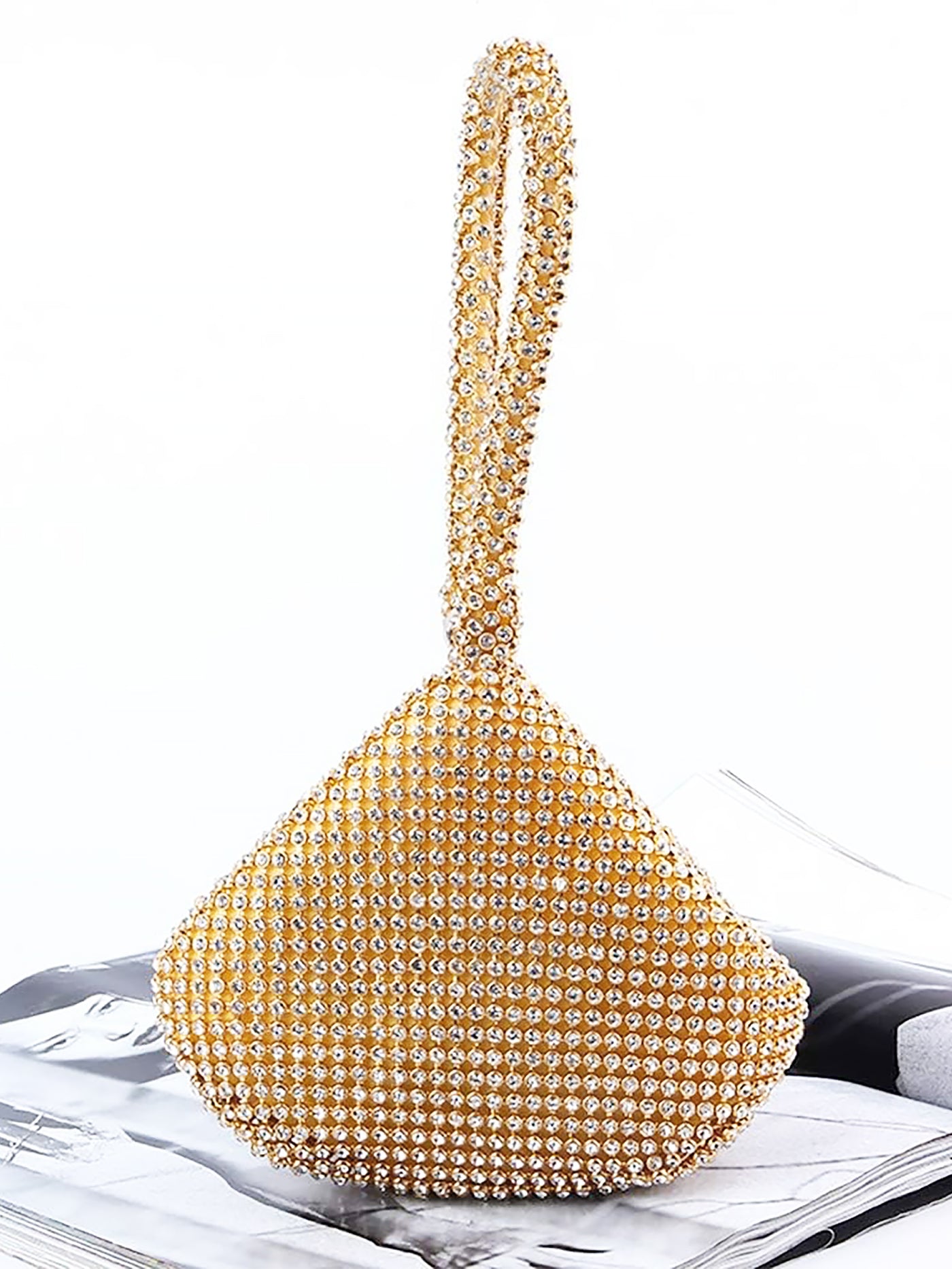 Allegra K Rhinestones Triangle Shape Evening Clutch Bag