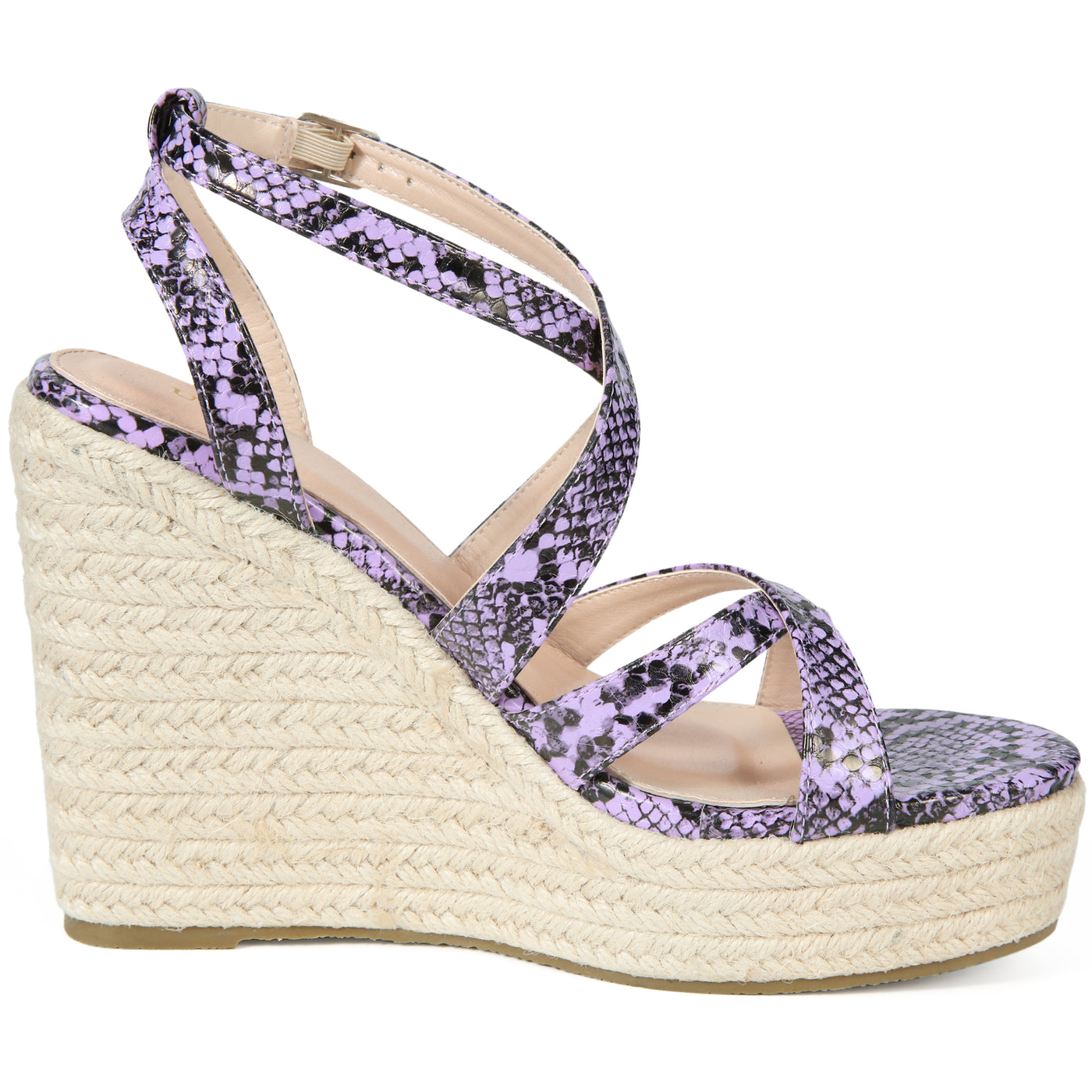 Allegra K Women's Snake Print Platform Slingback Strappy Espadrille Wedges Sandals