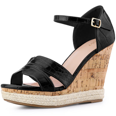 Women's Ankle Strap Wood Wedges Platform Wedge Heel Sandals