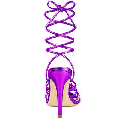 Women's Lace-Up Strappy Slingback Stiletto High Heel Sandals