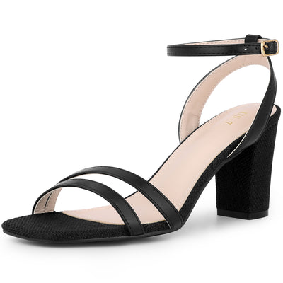 Women's Square Toe Ankle Strap Chunky Heel Sandals