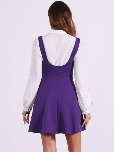 Button Decor Overalls Pinafore Dress Suspenders Skirt