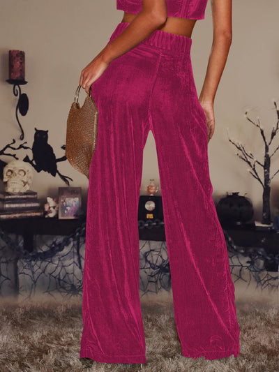 Velvet Straight Loose Fit Wide Leg Trousers Pants