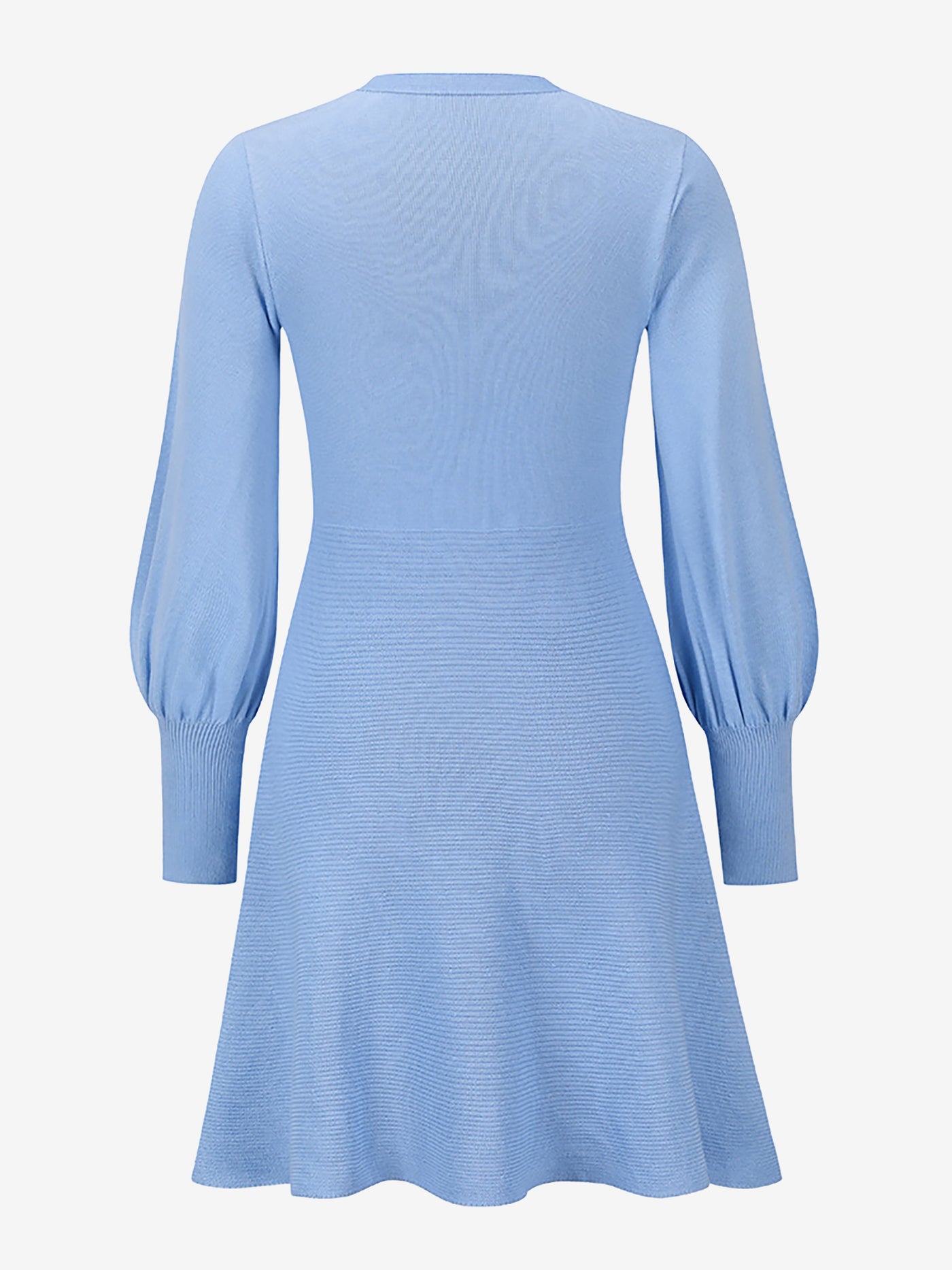 Allegra K Long Sleeved Round Neck Solid Color Mini Sweater Dress