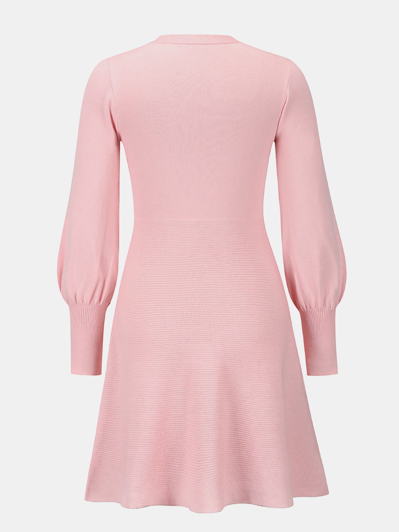 Allegra K Long Sleeved Round Neck Solid Color Mini Sweater Dress