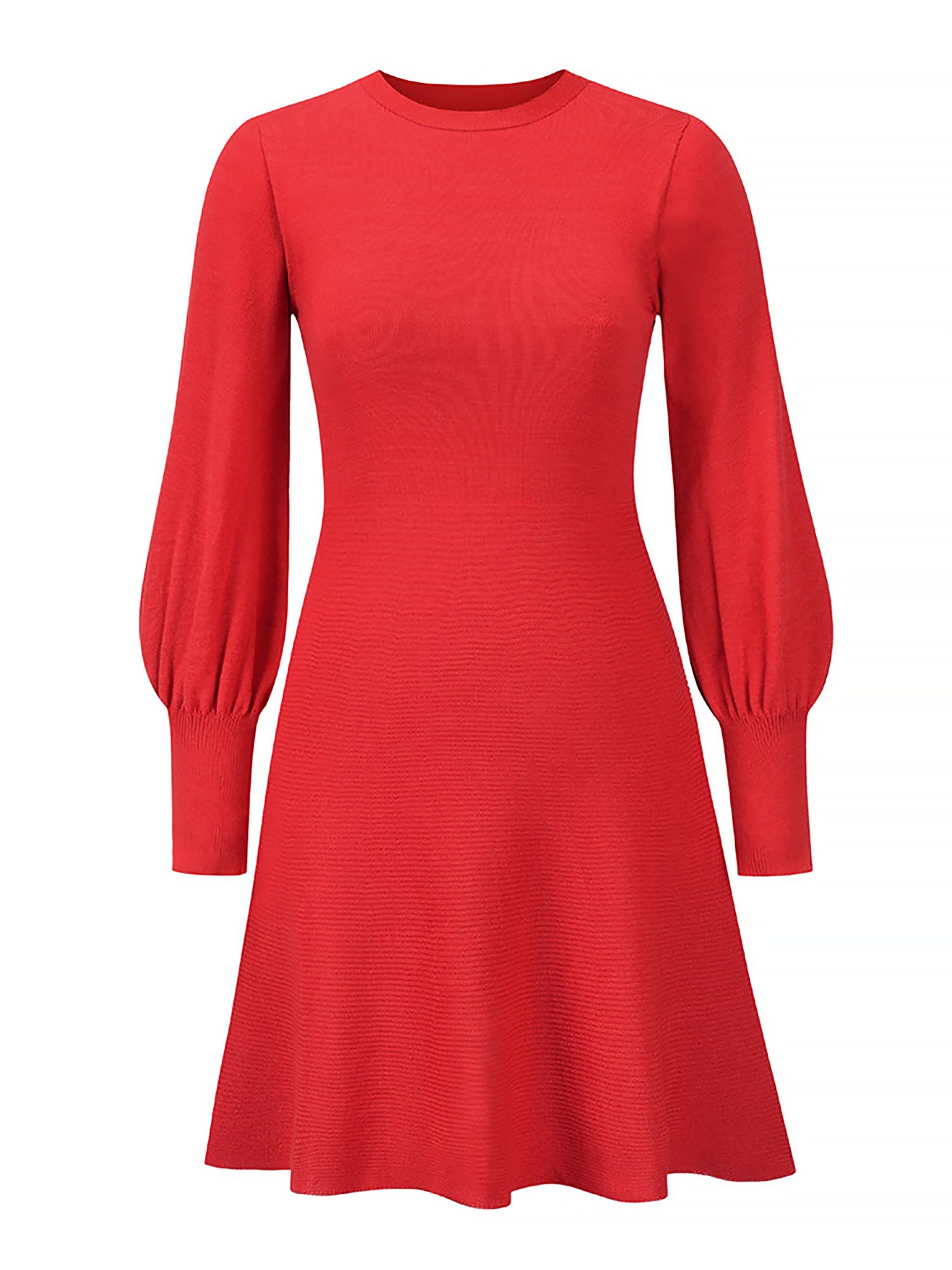 Allegra K Long Sleeved Round Neck Solid Color Mini Sweater Dress