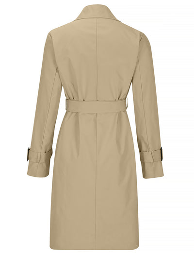 Double Breasted Long Sleeve Belted Trench Coat