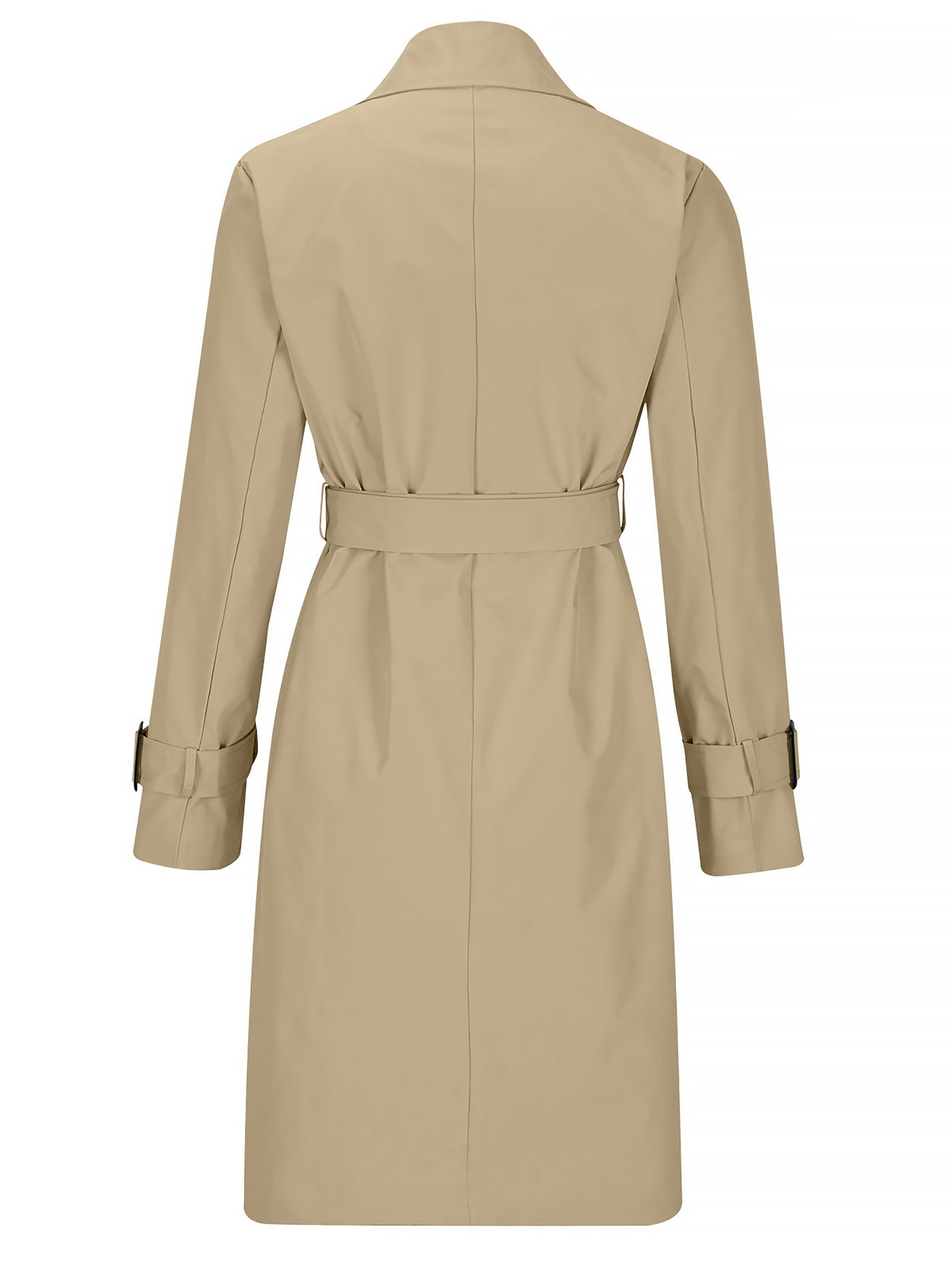 Allegra K Double Breasted Long Sleeve Belted Trench Coat