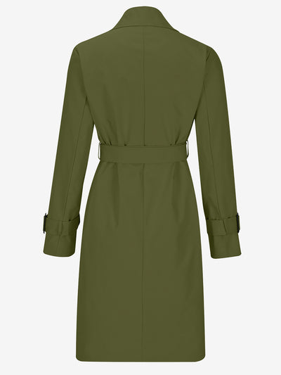 Double Breasted Long Sleeve Belted Trench Coat