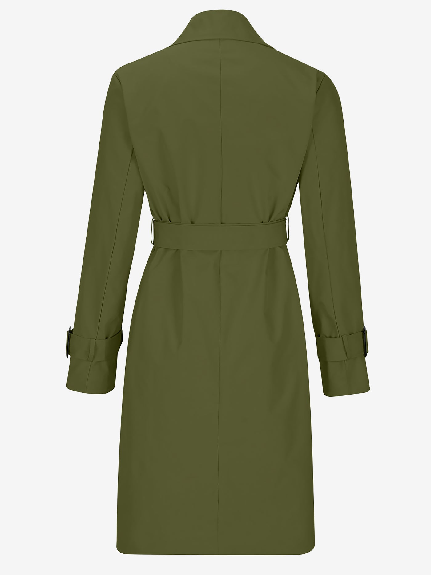 Allegra K Double Breasted Long Sleeve Belted Trench Coat