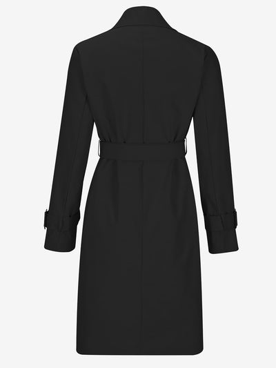 Double Breasted Long Sleeve Belted Trench Coat