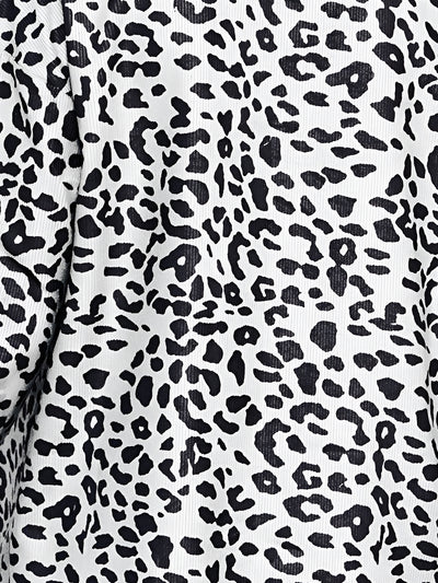 Leopard Textured Long Sleeve Collar Shacket Shirt