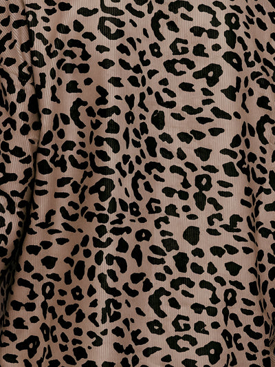 Leopard Textured Long Sleeve Collar Shacket Shirt