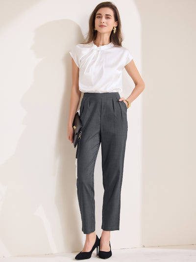 High Waist Pocketed Straight Leg Ankle Pants Slacks