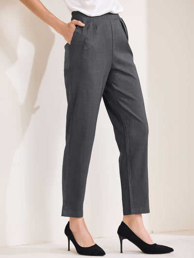 High Waist Pocketed Straight Leg Ankle Pants Slacks