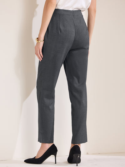 High Waist Pocketed Straight Leg Ankle Pants Slacks