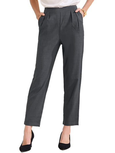 High Waist Pocketed Straight Leg Ankle Pants Slacks