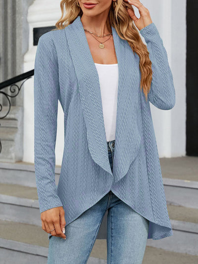 Long Sleeve Solid Color Casual Twist Knit Cardigan