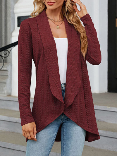 Long Sleeve Solid Color Casual Twist Knit Cardigan